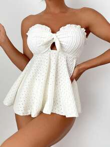 SHEIN Swim Women's Tankini Tank Top For Summer - Beige - View 3