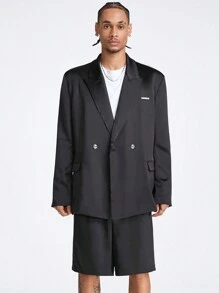 Manfinity VCAY Men's Loose Long Sleeve Suit Set - Black - View 1