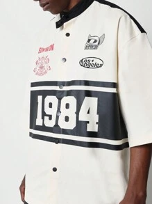 SUMWON Boxy Fit Button Through Motocross Shirt - Multicolor - View 3