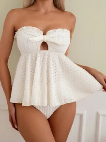 SHEIN Swim Women's Tankini Tank Top For Summer - Beige - View 4