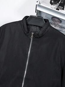 Manfinity Homme Men's Solid Color Simple Daily Long Sleeve Jacket - Black - View 5