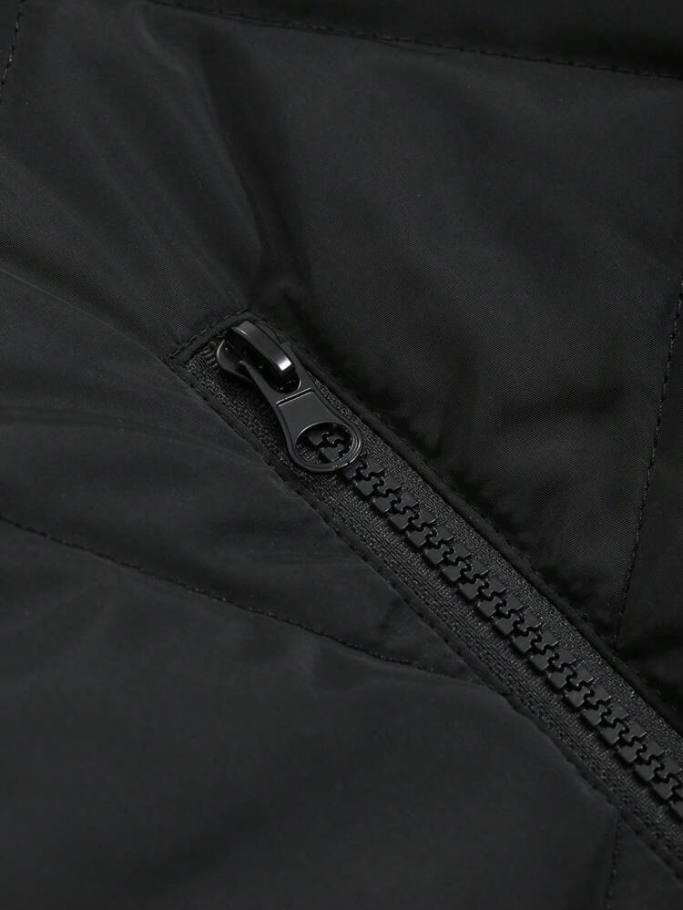 Side-Zipper Pocket Long Hooded Women's Padded Coat, Daily Casual,Winter Women Clothes,Padded Coat Women