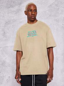 SUMWON 正面和背面图案印花 T 恤 - 杏色 - 查看 6