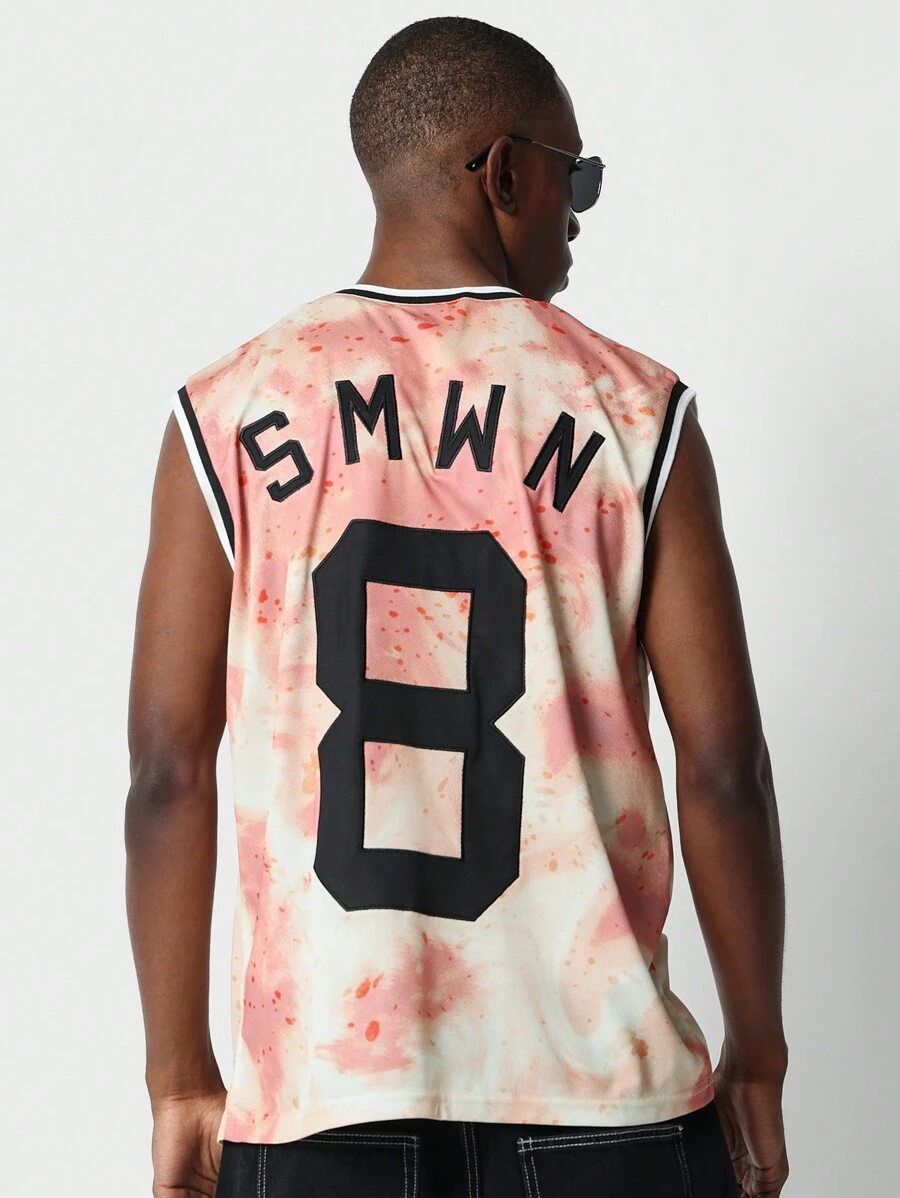 SUMWON 背面带有字母和数字图案的网状背心 - 粉色 - 查看 1