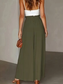 Plus Size Loose Lightweight Wide Leg Culotte Pants, Spring/Summer