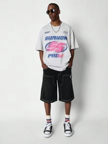 SUMWON Regular Fit Short Sleeve Tee With Front Graphic Print