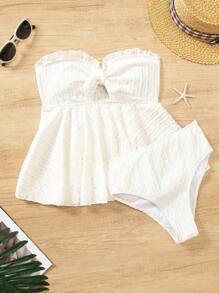 SHEIN Swim Women's Tankini Tank Top For Summer - Beige - View 7