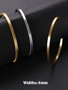 Pulsera De Brazalete Ajustable De Acero Inoxidable Con Forma De C Dorada Para Hombre