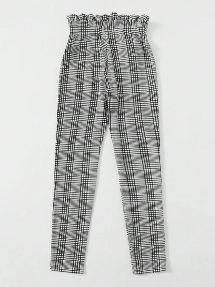Plus Paperbag Waist Plaid Pants
