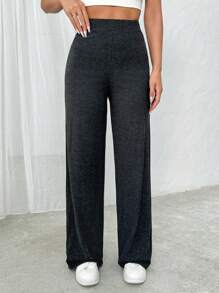 EURMUSE Quần cạp cao thoải mái màu xám cho nữ - Xám - Xem 8