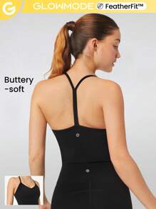 GLOWMODE FeatherFit™ Deep V Y-Back Bra Tank - Black - View 2