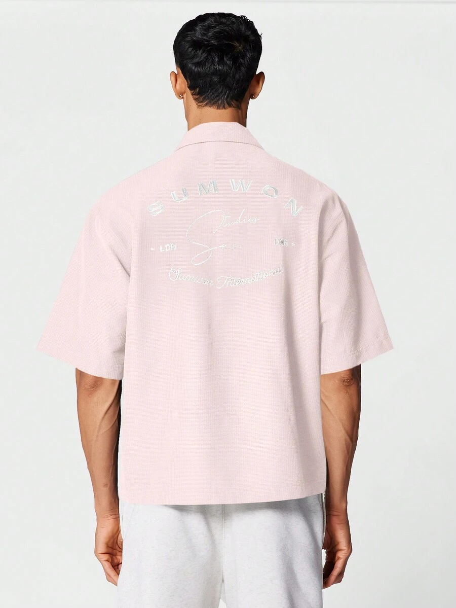 SUMWON Camisa abotonada con textura, con bordado delantero y trasero - Púrpura malva - Ver 1