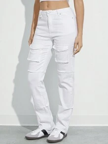WESTFADE Quần Jeans Ống Đứng Co Giãn Bằng Vải Denim 98% Cotton Cao Cấp - trắng - Xem 4