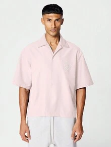 SUMWON Camisa abotonada con textura, con bordado delantero y trasero - Púrpura malva - Ver 2