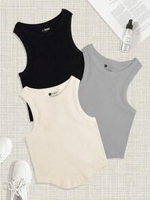 Easithlete 纯色运动背心，夏季修身衬衫 - 彩色 - 查看 2