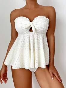 SHEIN Swim Women's Tankini Tank Top For Summer - Beige - View 5