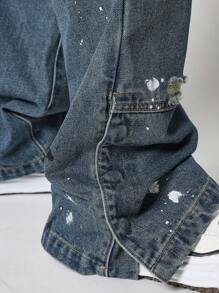 SUMWON Loose Fit Carpenter Ripped Jean With Side Snap - Blue - View 5