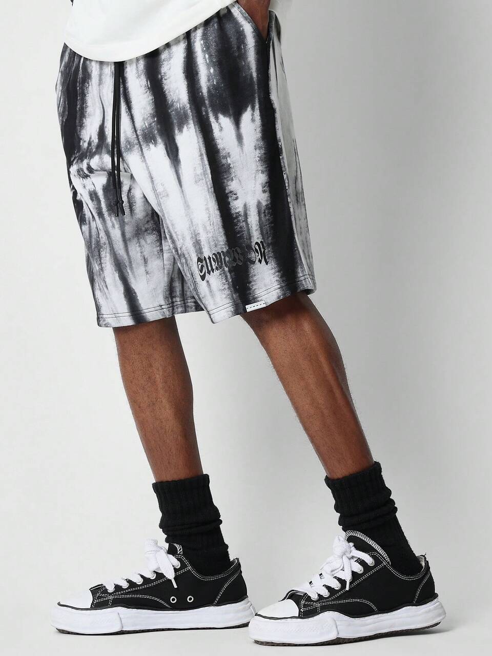 SUMWON Drop Crotch Tie-Dye Short With Letter Graphic Print