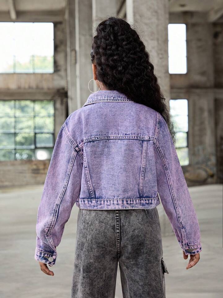 ジャケット・アウター PURPLE STAIN DENIM JACKET Mnjin Women's Plus Size Jean Jacket Casual Long Sleeve Basic