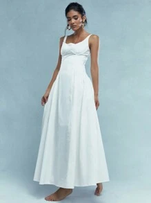 MISSGUIDED Corset Bust Flowy Tank Maxi Dress - White - View 1