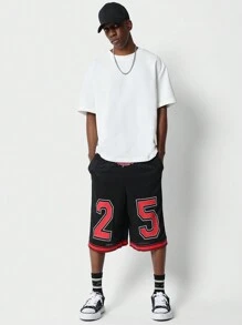 SUMWON Bermuda de malla con estampado de números - Negro - Ver 3