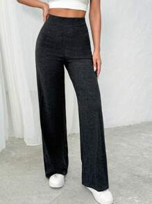 EURMUSE Quần cạp cao thoải mái màu xám cho nữ - Xám - Xem 7