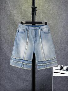 SHEIN Teen Boy Fashion Casual Patchwork Edges Are Fresh And Comfortable And Loose Boy Shorts For Vacation And Dailywear