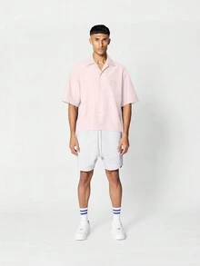 SUMWON Camisa abotonada con textura, con bordado delantero y trasero - Púrpura malva - Ver 5