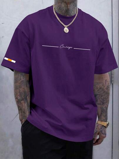 Manfinity LEGND 男士夏季字母圖案休閒短袖T恤