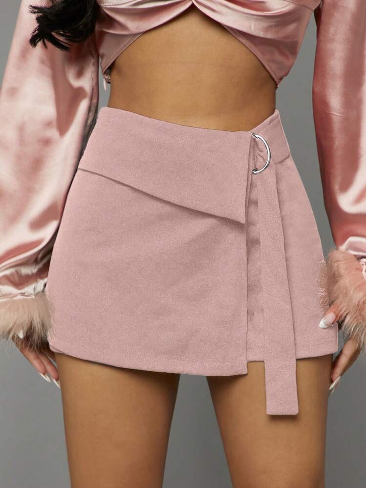 L'Amorae Falda pantalón con detalle de anillo en la cintura y pliegue envolvente - Rosa vieja - Añade 1