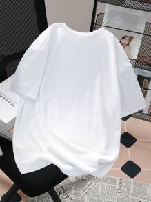SHEIN Teen Boy Casual Simple Cartoon Bear Letter Printed Round Neck Short Sleeve T-Shirt, Summer