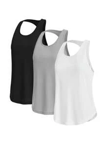 Easithlete Áo ba lỗ thể thao hở vai thường ngày cho mùa hè Áo ba lỗ tập luyện - Nhiều màu - Xem 3