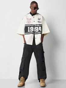 SUMWON Boxy Fit Button Through Motocross Shirt - Multicolor - View 4