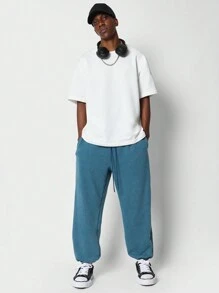 SUMWON Quần nỉ thể thao cao cấp, quần bó mắt cá chân, quần áo thể thao, quần nỉ mặc mùa đông, quần áo mặc ở nhà, quần tập thể dục, quần chạy bộ, quần tập luyện - Màu xanh lam - Xem 3