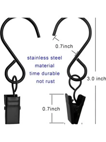 10入組S型掛鉤，鐵絲S形掛鈎，窗簾掛勾，浴室淋浴窗簾，門口S形掛鈎 - 多色 - 查看 8
