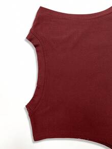 INAWLY Áo ba lỗ không tay in họa tiết đơn giản hàng ngày dành cho nữ - Đỏ - Xem 4