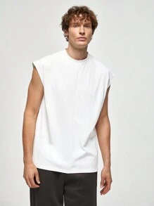 Manfinity NXTstreet 3 cái/bộ Bộ đồ thể thao dệt kim nam, áo thun cổ tròn + áo ba lỗ, phong cách thường ngày, thích hợp cho mùa hè - trắng - Xem 5