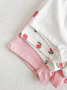 Cozy Pixies 年輕女孩草莓圖案色塊針織柔軟休閒內衣3入組 - 粉色 - 查看 6