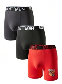 Men's Letter Printed Woven  Boxer Briefs (3 Pieces/Set) - Multicolor - View 1