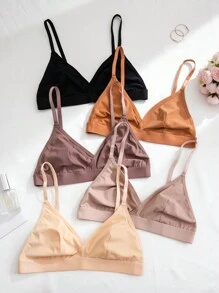 5 chiếc áo ngực không dây màu trơn có dây đeo spaghetti cho nữ - Nhiều màu - Xem 5