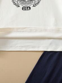 2pcs/Set Tween Boy Simple Black & White Patchwork Sleepwear, Long Sleeve Shirt & Pants, Casual & Comfy - Multicolor - View 5