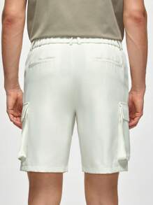 Manfinity VCAY 男士編織綜合休閒短褲，中腰直筒插袋短褲，適用於夏季 - 白色 - 查看 5