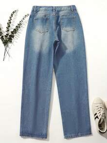 Women's Simple Single-Breasted Daily Wear Casual Jeans - Light Wash - View 2