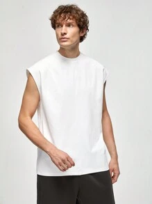 Manfinity NXTstreet 3 cái/bộ Bộ đồ thể thao dệt kim nam, áo thun cổ tròn + áo ba lỗ, phong cách thường ngày, thích hợp cho mùa hè - trắng - Xem 1