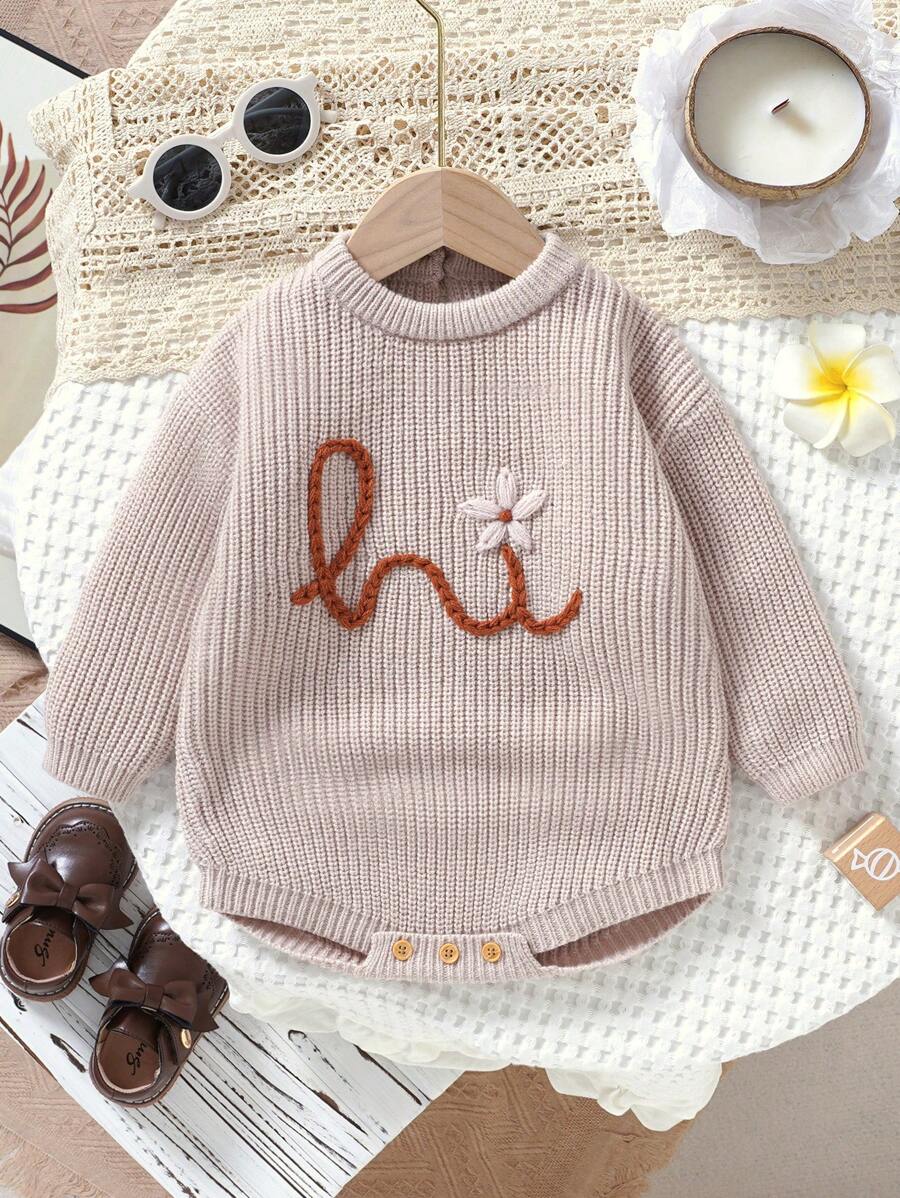 Áo liền quần áo len kaki cho bé gái, bộ đồ liền thân có khóa cài - Màu Khaki - Xem 1