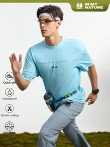 In My Nature Men Letter Graphic Outdoor Tee Without Bag - Blue - View 1