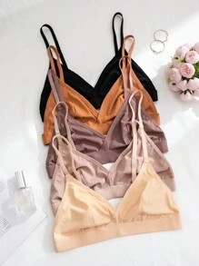 5 chiếc áo ngực không dây màu trơn có dây đeo spaghetti cho nữ - Nhiều màu - Xem 3