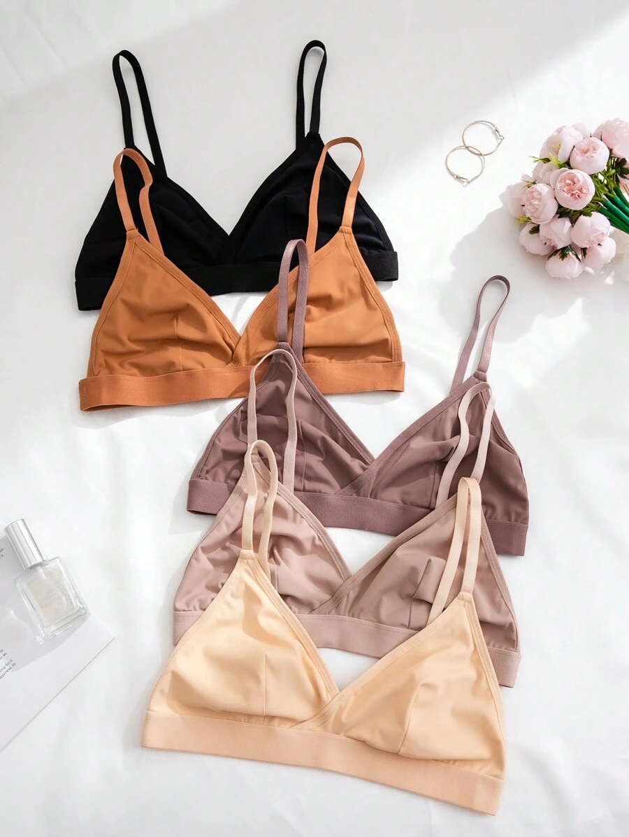 5 chiếc áo ngực không dây màu trơn có dây đeo spaghetti cho nữ - Nhiều màu - Xem 1
