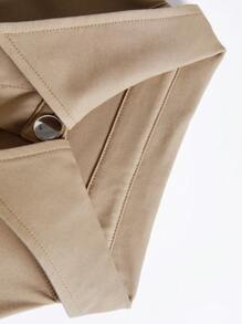 SHEIN Clasi 女士秋季 A 字形金属配件长衬衫裙，工作服长款女装 - 卡其色 - 查看 6