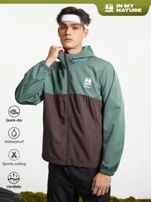 In My Nature Men's Color Block Hooded Outdoor Jacket - Dusty Blue - View 1
